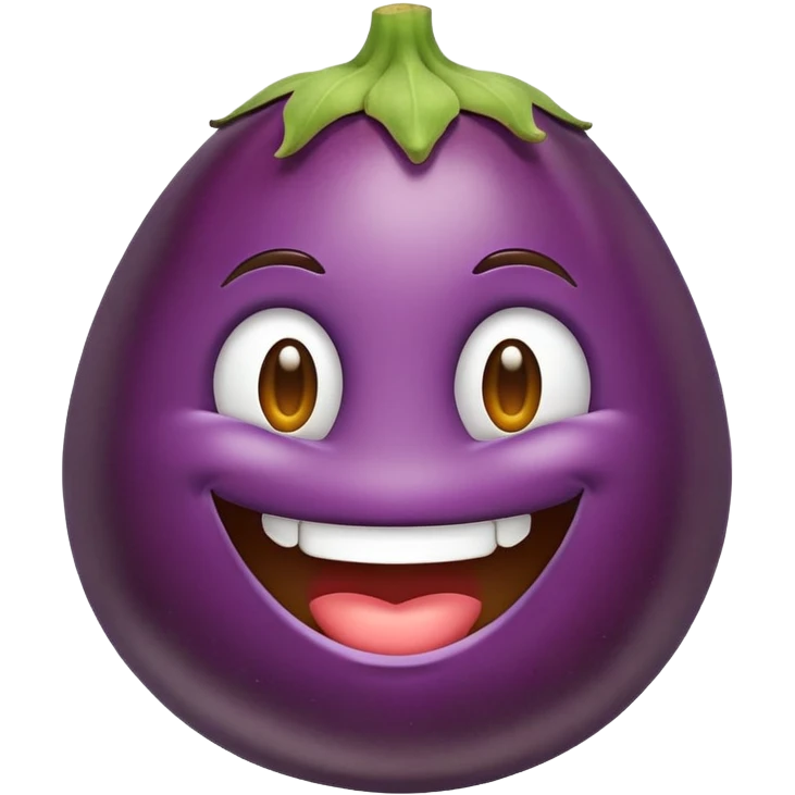 Emoji with eggplant in smile emoji