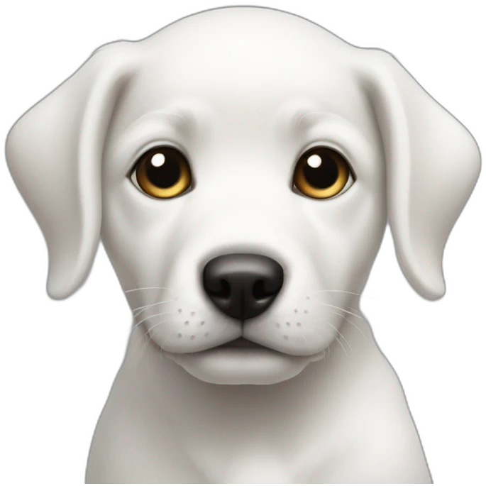 white puppy with a black dot in the eye emoji