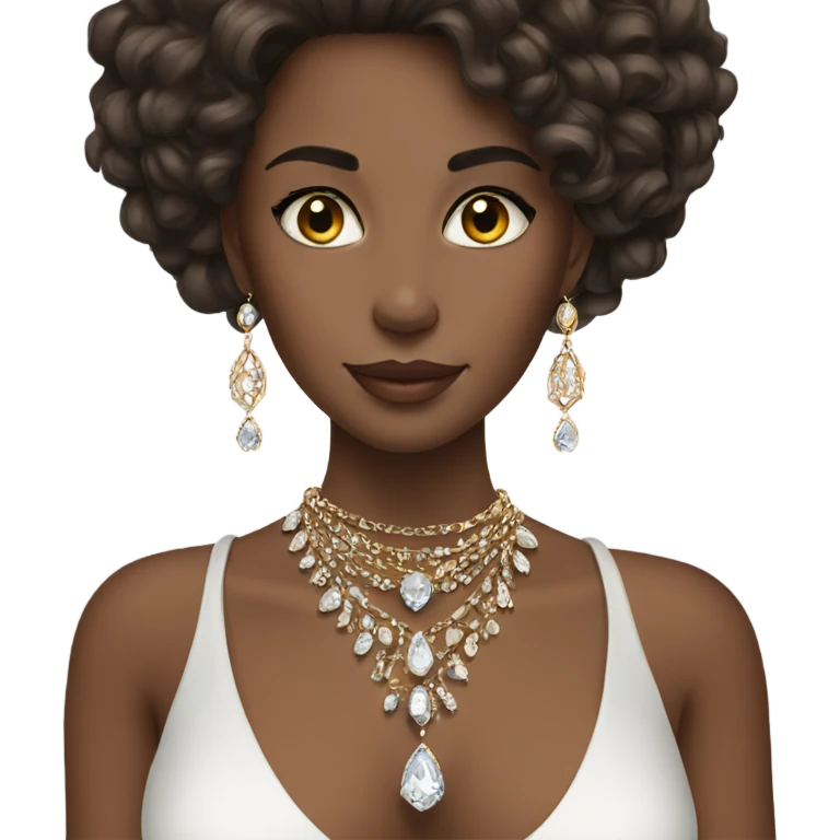brunette beauty with jewelry emoji