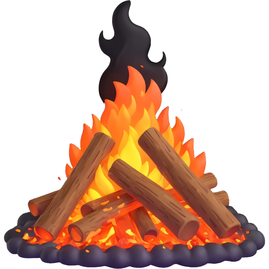crackling bonfire with sparks and embers emoji