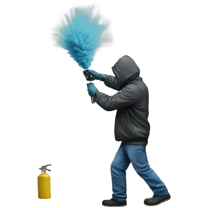 Man spraying graffiti emoji