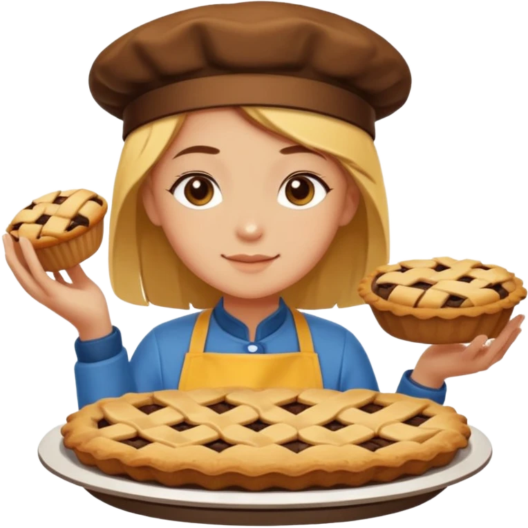 Baking community humanless avatar in vibrant style illustration. Pie, cookie, and muffin warm golden tones, simple shapes, flat design, high contrast, cozy and friendly. emoji