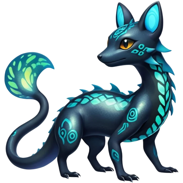 Colorful Iridescent Exotic Salandit-Aurorus-Umbreon-Fakémon-hybrid-creature (full body)  emoji
