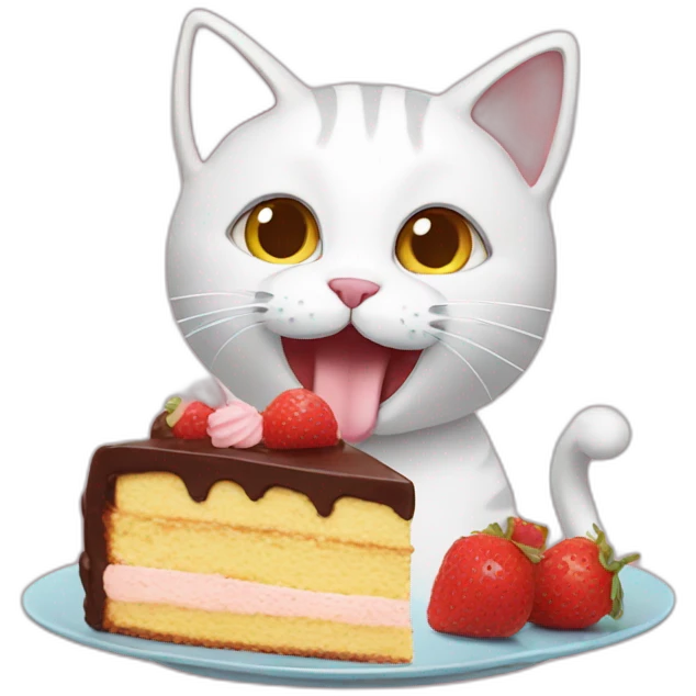 Cat eating a cake emoji