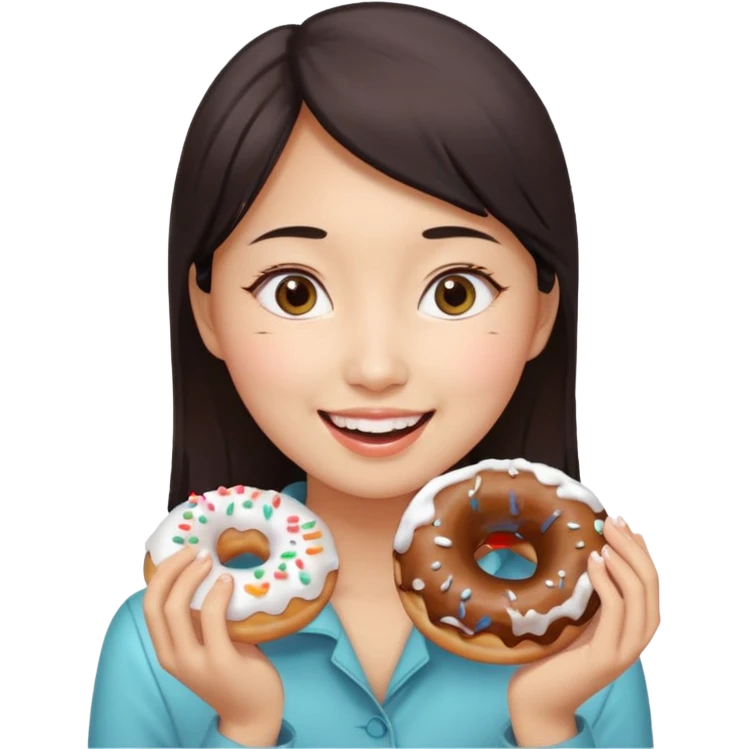 asian woman eating donut emoji