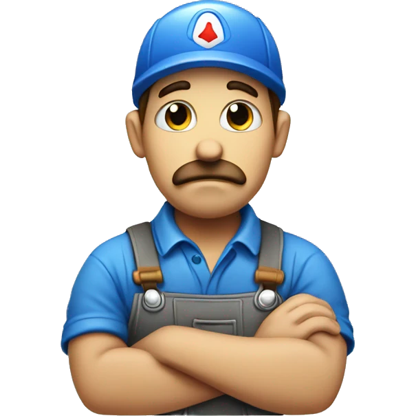 sad plumber with blue emoji