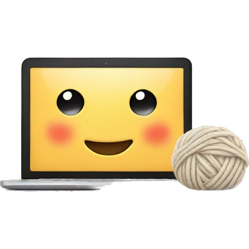 Laptop and yarn emoji