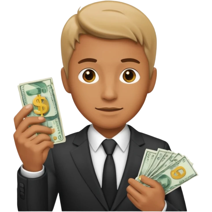 Yakuza holding money and phone emoji