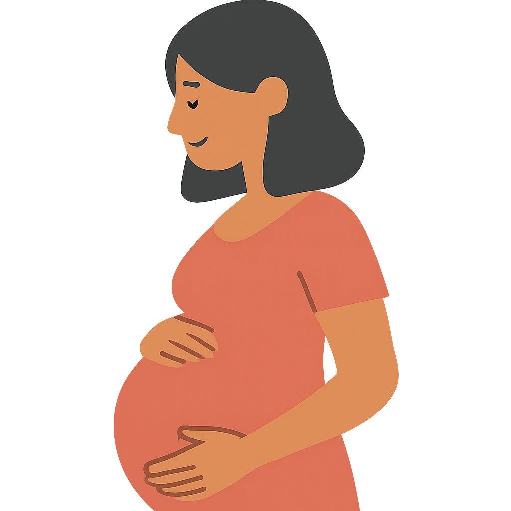 flat design style pregnant woman with black hair emoji