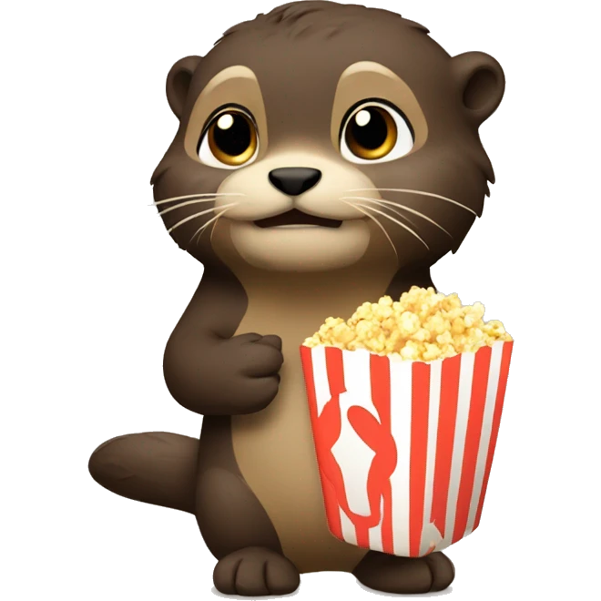 A sadotter holding popcorn emoji