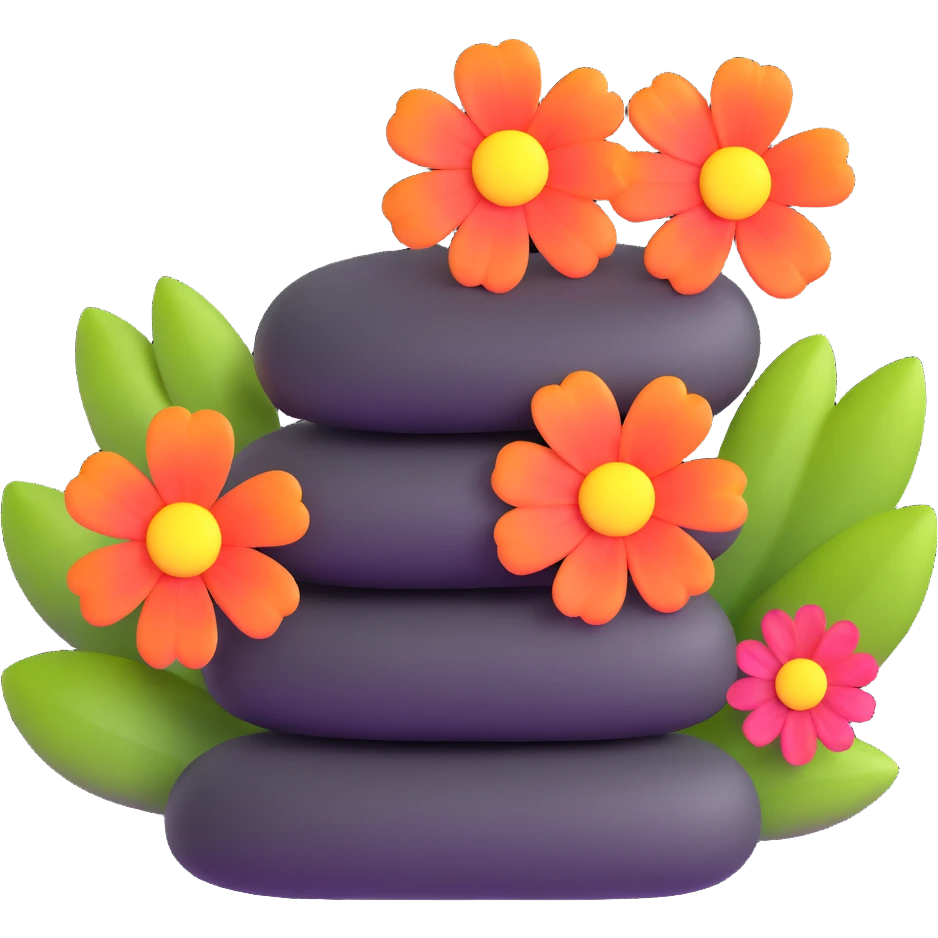 wellness spa stones with flowers emoji