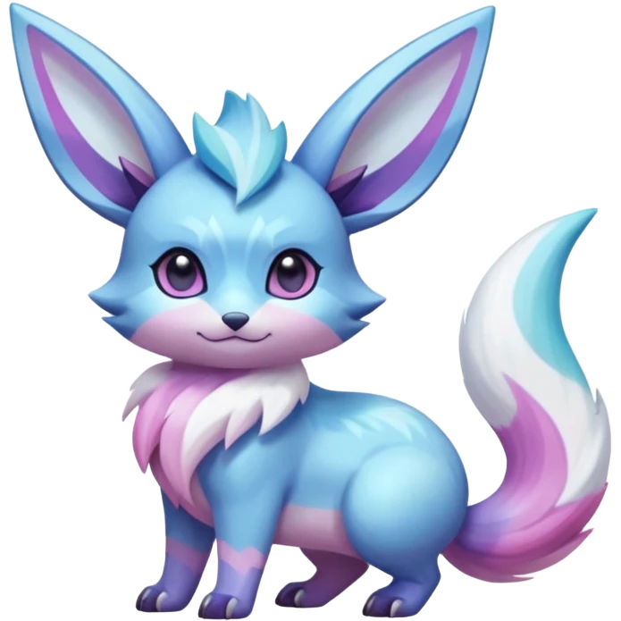 Shiny Pastel Colorful Purple-Violet-Pink-White-crystallic Iridescent Exotic Minccino-Aurorus-Glaceon-Fakémon-hybrid-creature (full body)  emoji