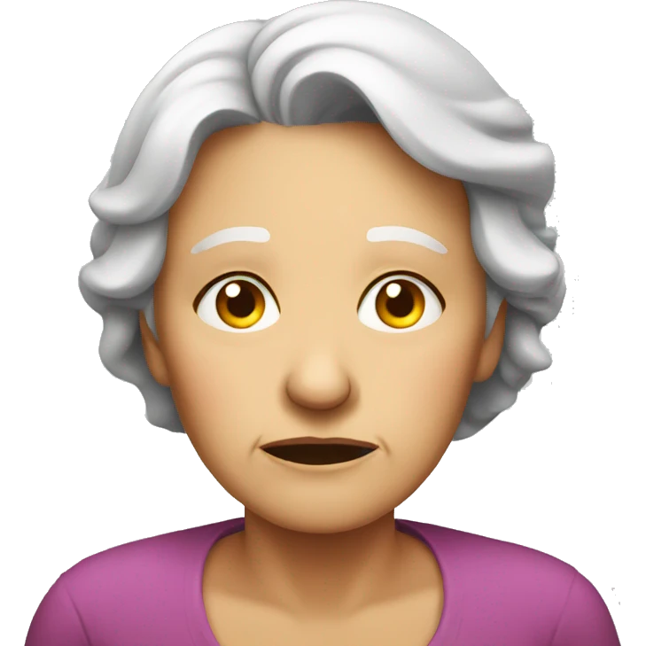 Senior woman sad face emoji