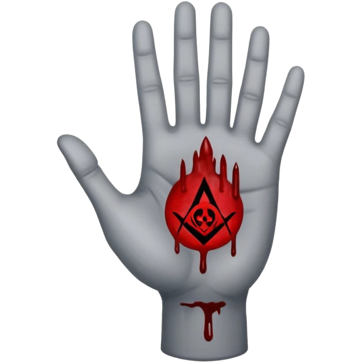 bloody grey hand with an occult symbol on the palm emoji