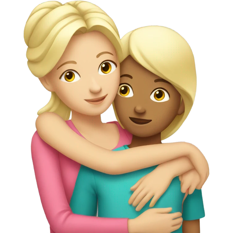 Blonde Mother huggings with a girl emoji