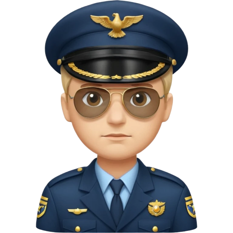 Officer with peaked cap + aviator sunglasses, half body emoji