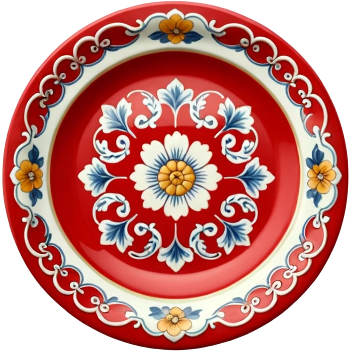 antique porcelain red plate  emoji