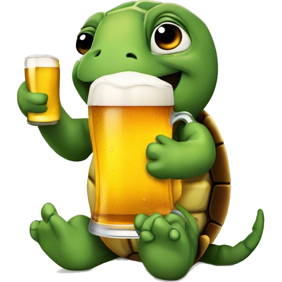 drunk turtle holding a beer sad emoji