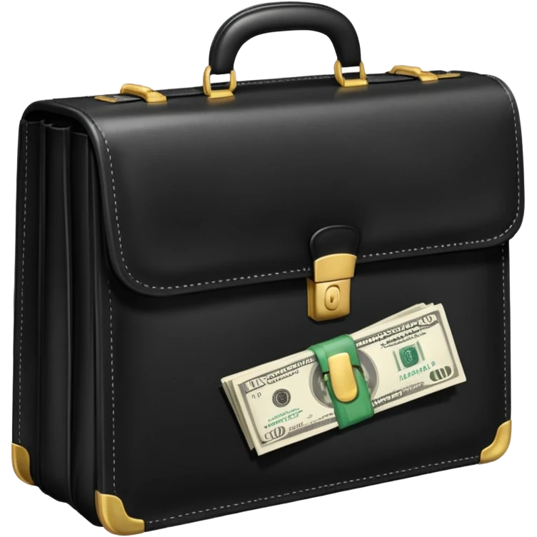 maletin cerrado que se le escapan un par de billetes por los costados emoji
