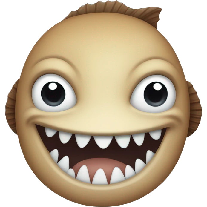 fish with teeth and brown hair emoji