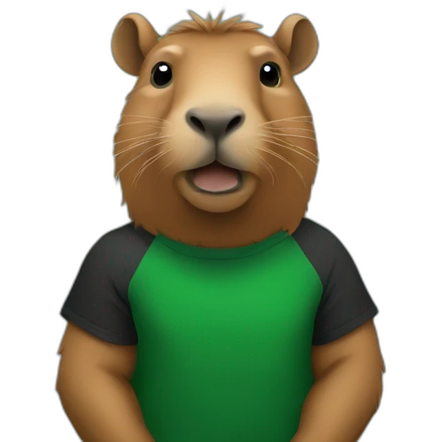 Capibara with a black and green tshirt emoji