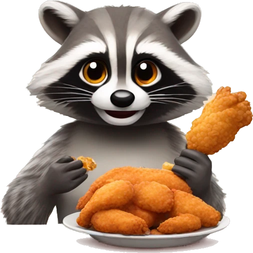 A racoon eating fried chicken emoji