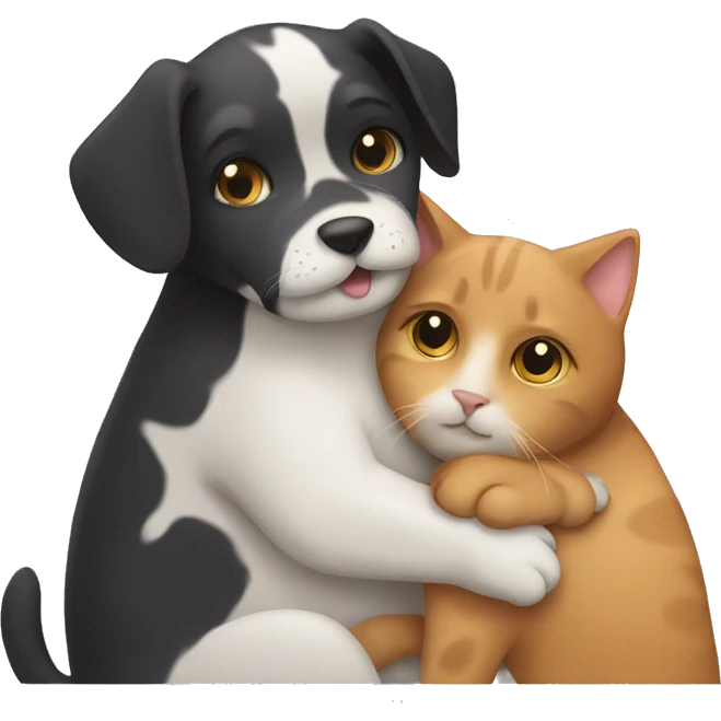 Dog hugging a cat emoji