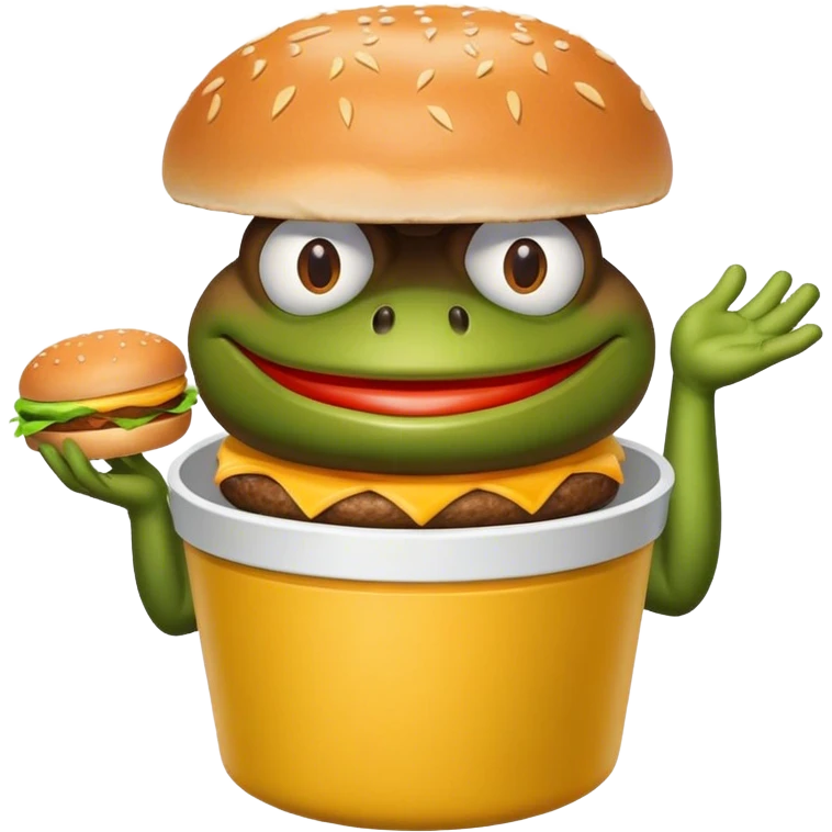 bufo offering a bucket of mcd burger emoji