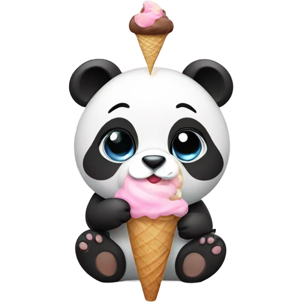 Cute panda eating ice cream emoji