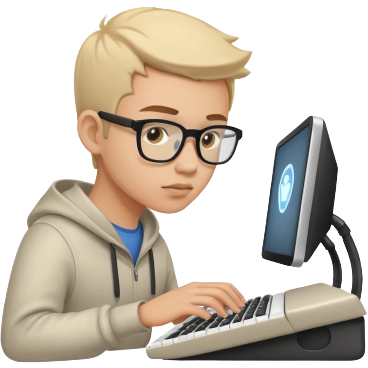 young programmer typing on keyboard emoji