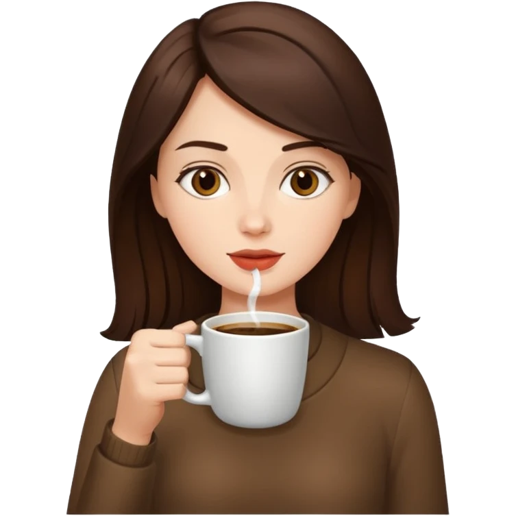 Brunette drinking coffee quickly emoji