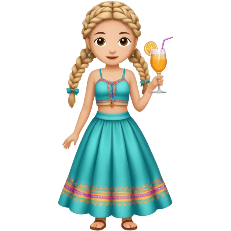 una chica con trenzas en un chiringuito de fiesta la chica muy delgada emoji