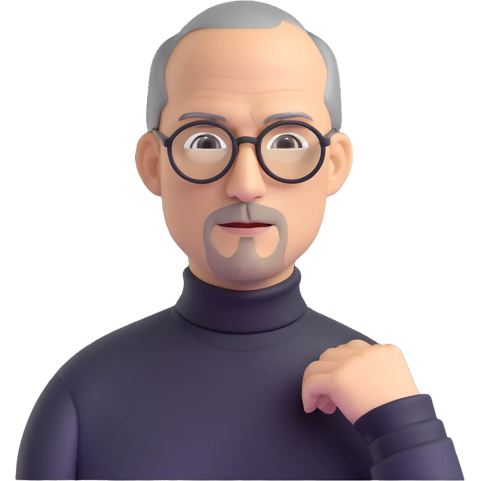 Steve Jobs wearing a turtleneck and glasses emoji