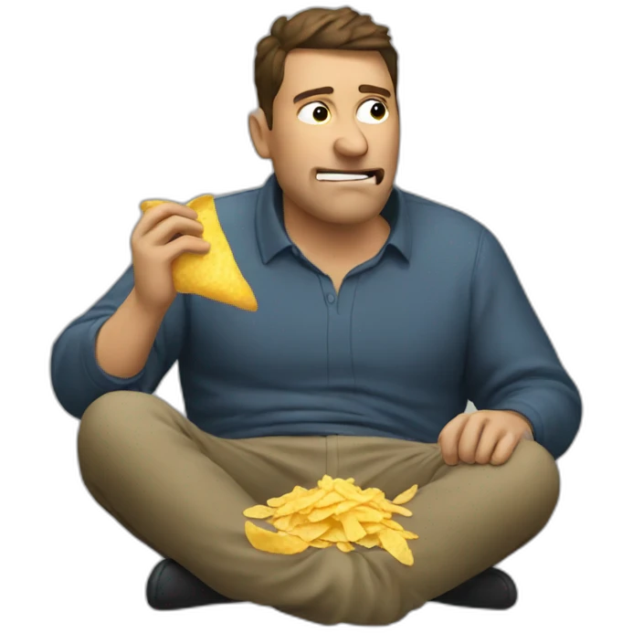 lazy man eating chips emoji
