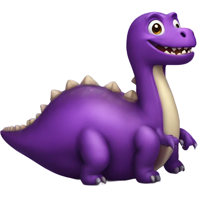 Dinosaur on an eggplant emoji