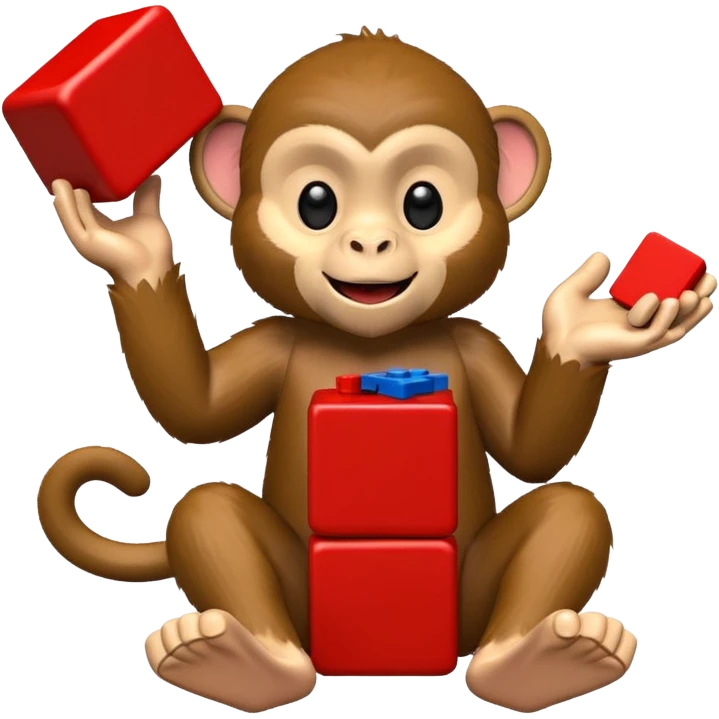 Monkey with lego blocks emoji