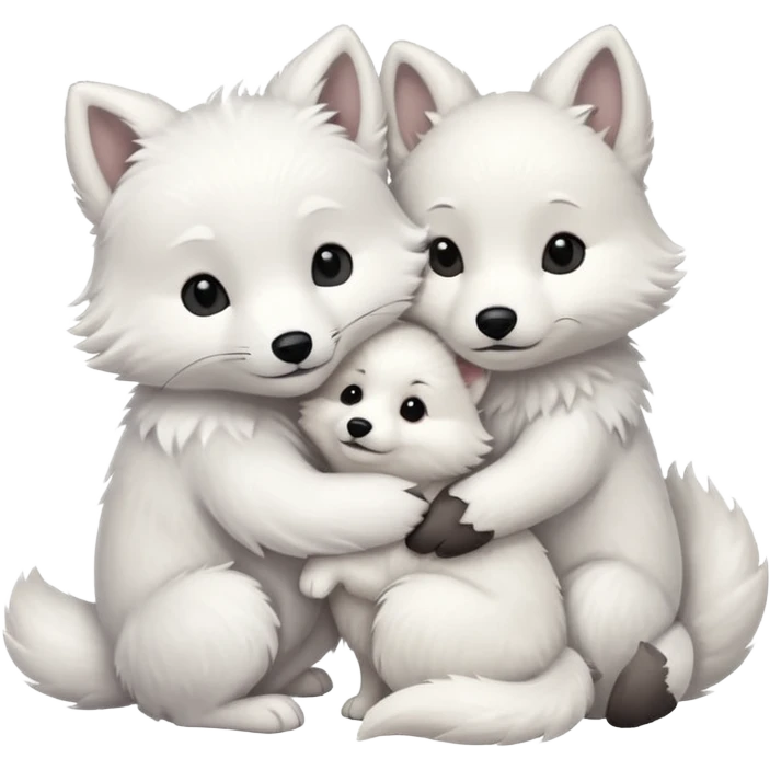 Arctic fox and white dog hugging  emoji