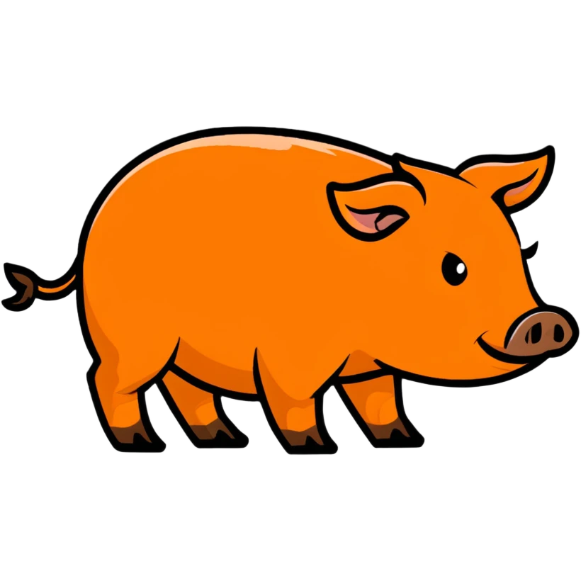 orange wild pig cartoon sticker emoji
