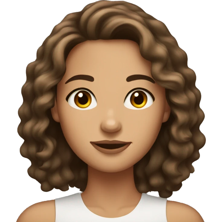 Pretty tan woman with brown wavy hair and dark brown eyes and long lashes emoji