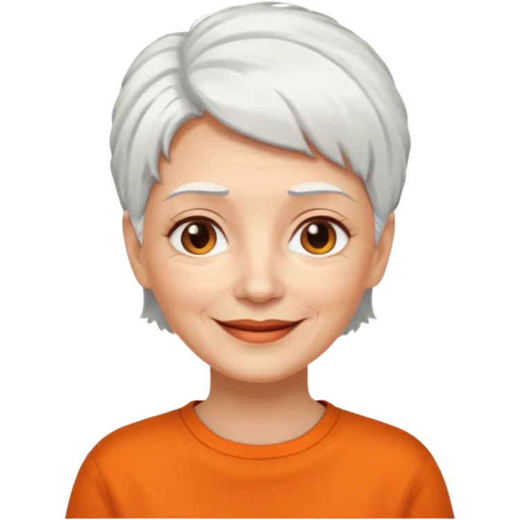older white haired woman with orange shirt short white hair emoji