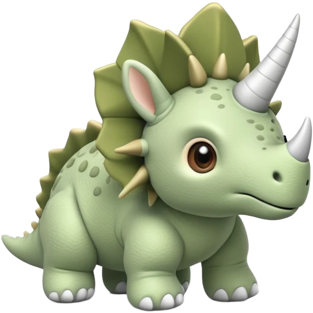 Adorable cute sage green triceratops stuffed toy emoji