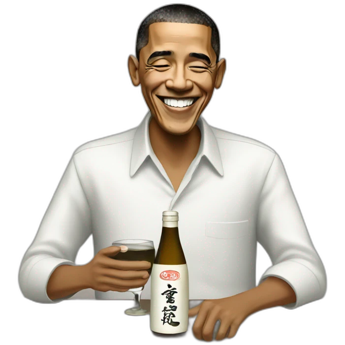 Obama drinking sake emoji