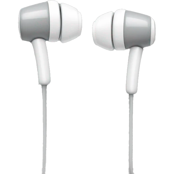 grey and white earbuds emoji