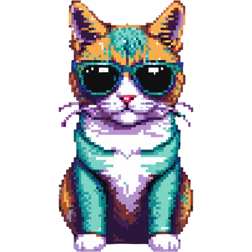 Cool cat wearing sunglasses, looking confident emoji