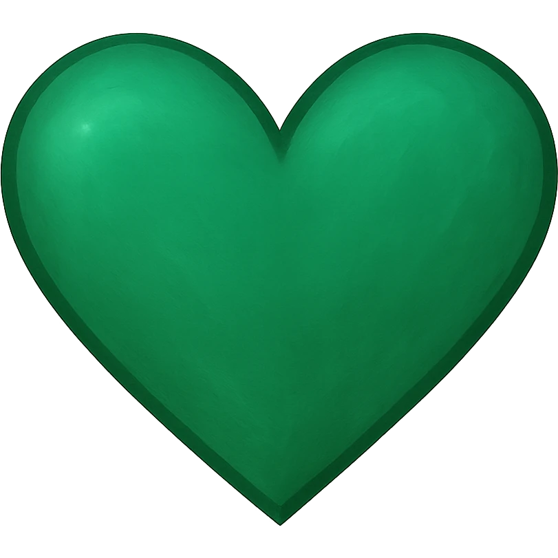 heart with a vivid emerald green color, digital illustration, no background emoji