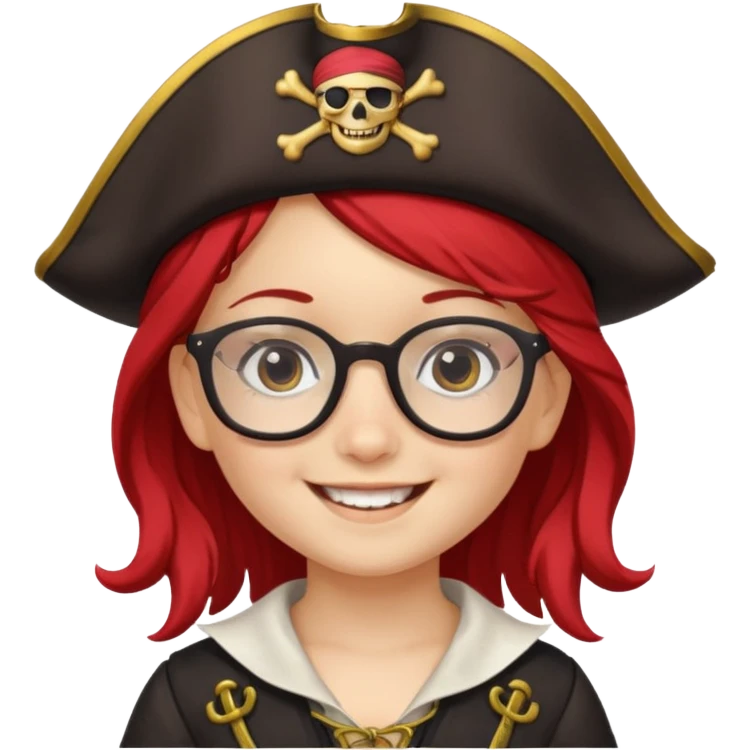 kid girl with pirate costume wearing glasses emoji
