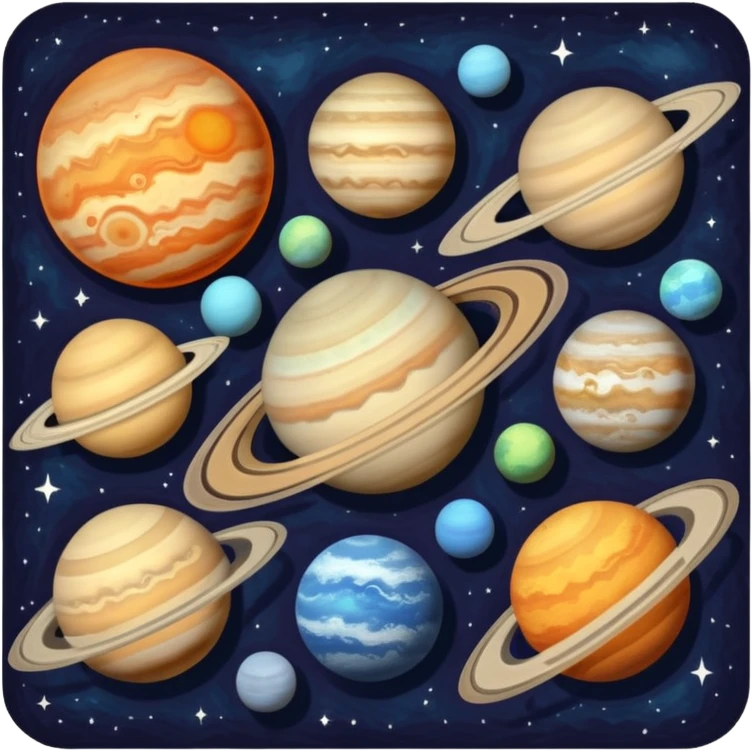 Aline all the planets in a straight line 8 only only 8 emoji