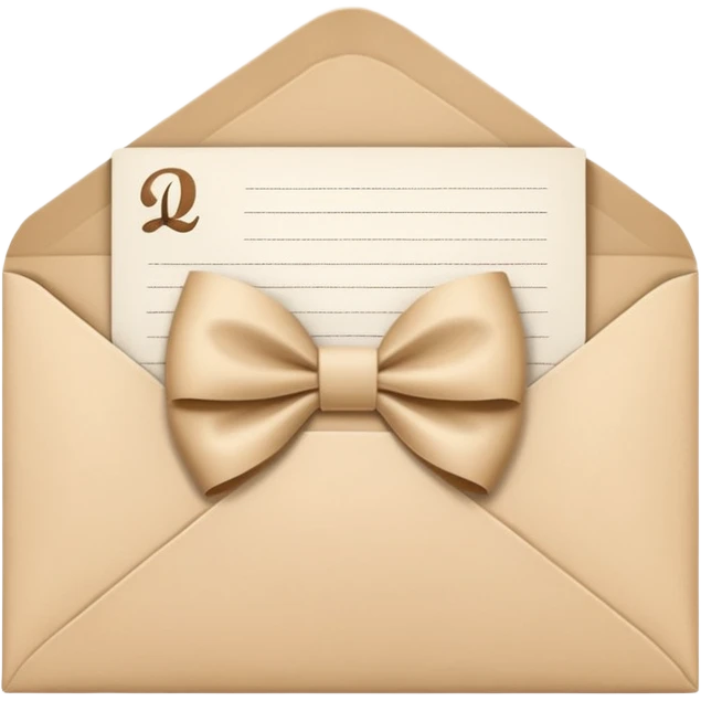 an open beige envelope with a bow with a letter sticking out of it emoji