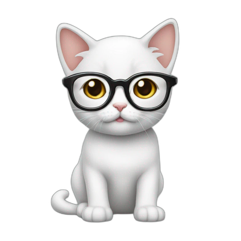 un chaton avec des lunettes qui dessine emoji