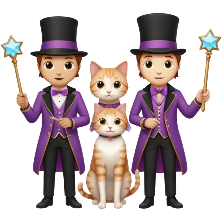magician couple and their pet cat emoji